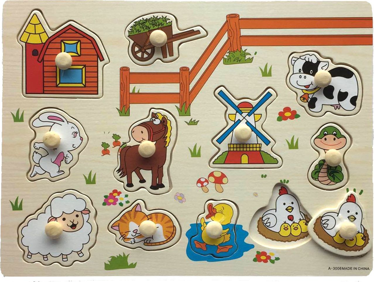 Dětské dřevěné puzzle farma - obrázek 1