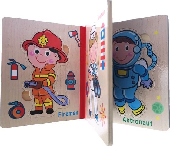 Dětská dřevěná kniha – puzzle, povolání II. - obrázek 1
