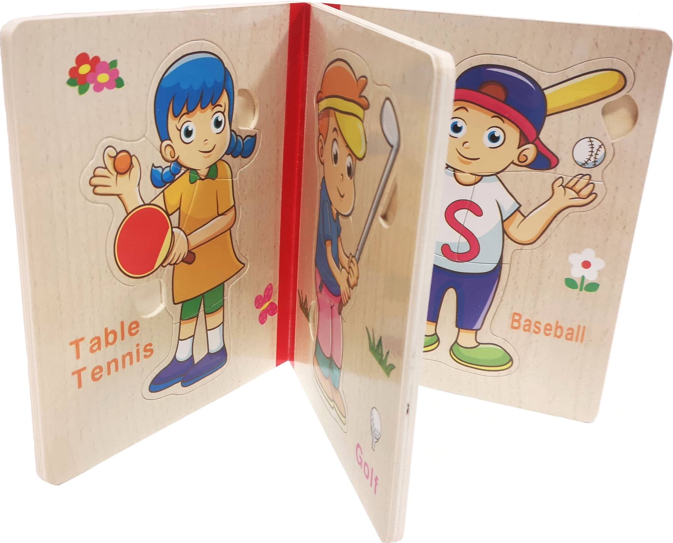 Dětské dřevěné puzzle kniha sport - obrázek 1