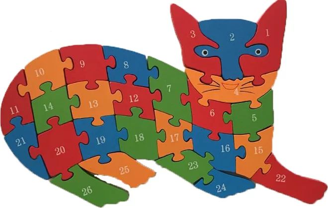 Dětské dřevěné vzdělávací puzzle kočka - obrázek 1