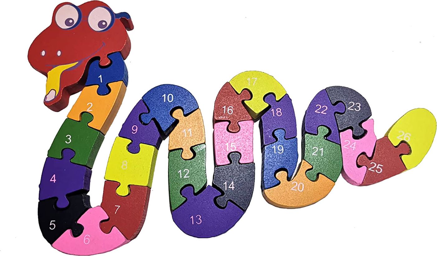 Dětské dřevěné vzdělávací puzzle had - obrázek 1