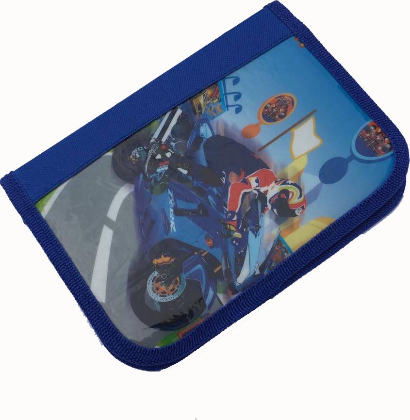 Penál plný modrý motorka - obrázek 1