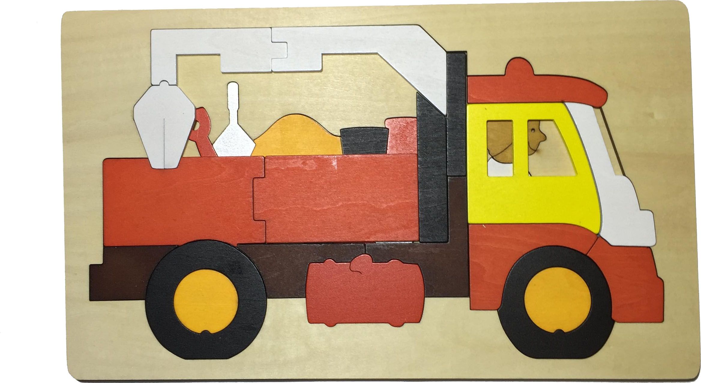 JIGSAW Dřevěné vkládací puzzle 3v1 náklaďák - obrázek 1