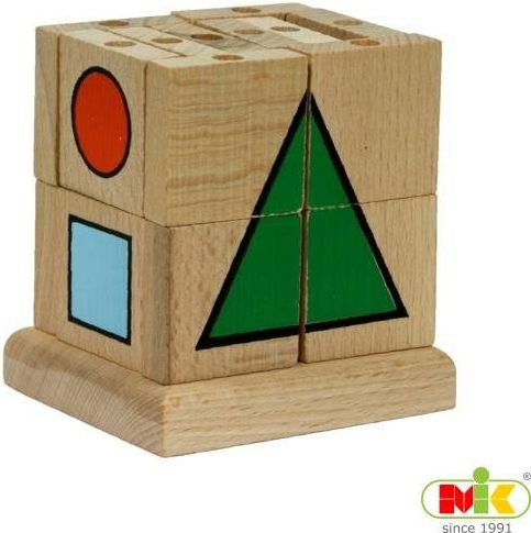 M.I.K. Skládací kostka Dřevěná Skládací kostka - geometrické tvary - obrázek 1