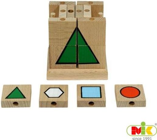 M.I.K. Skládací kostka Dřevěná Skládací kostka - geometrické tvary - obrázek 2