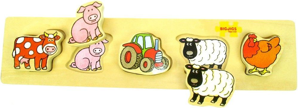 Bigjigs Toys Dřevěné vkládací puzzle Bigjigs Baby Farma - obrázek 4