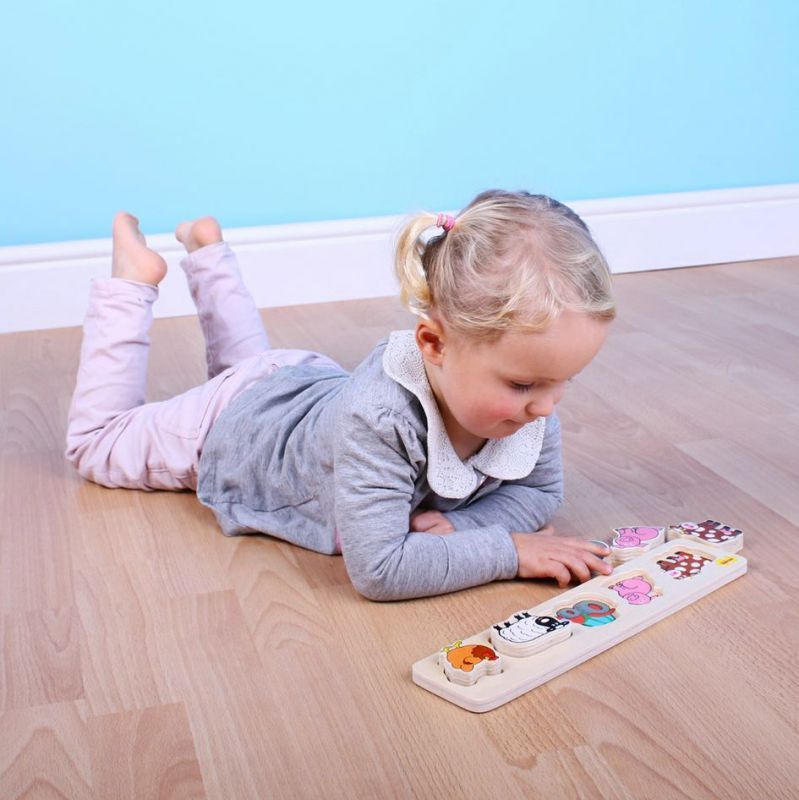 Bigjigs Toys Dřevěné vkládací puzzle Bigjigs Baby Farma - obrázek 6