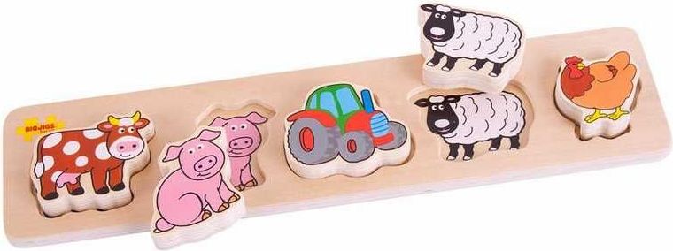 Bigjigs Toys Dřevěné vkládací puzzle Bigjigs Baby Farma - obrázek 11
