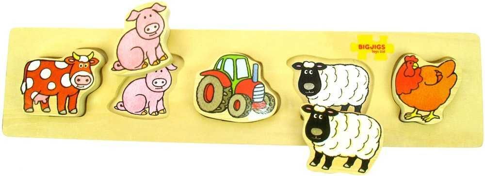 Bigjigs Toys Dřevěné vkládací puzzle Bigjigs Baby Farma - obrázek 14
