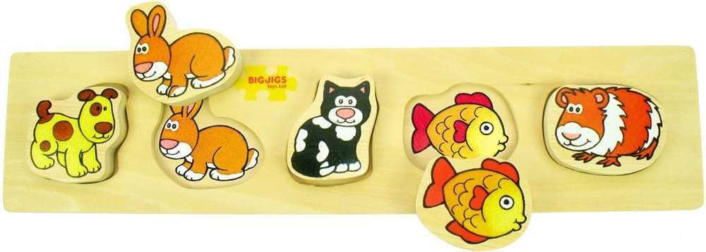 Bigjigs Toys Dřevěné vkládací puzzle Bigjigs Baby Domácí zvířata - obrázek 3