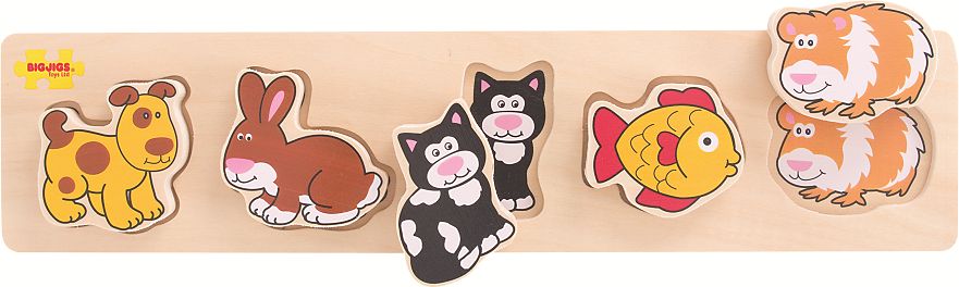 Bigjigs Toys Dřevěné vkládací puzzle Bigjigs Baby Domácí zvířata - obrázek 6
