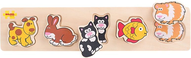 Bigjigs Toys Dřevěné vkládací puzzle Bigjigs Baby Domácí zvířata - obrázek 7