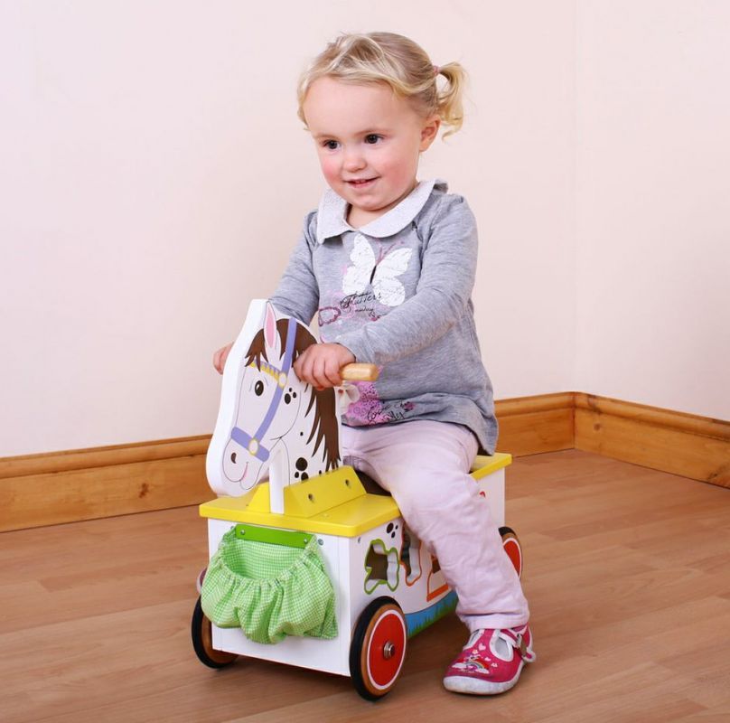 Bigjigs Baby Dřevěný motorický vozík kravička - obrázek 2