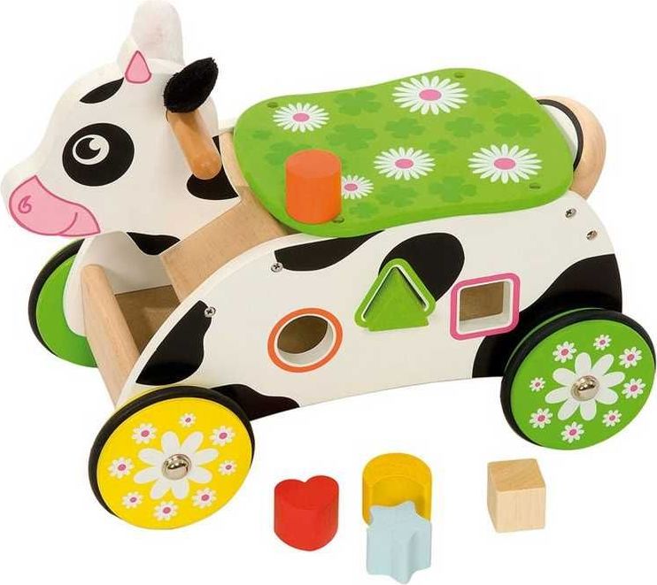 Bigjigs Baby Dřevěný motorický vozík kravička - obrázek 4