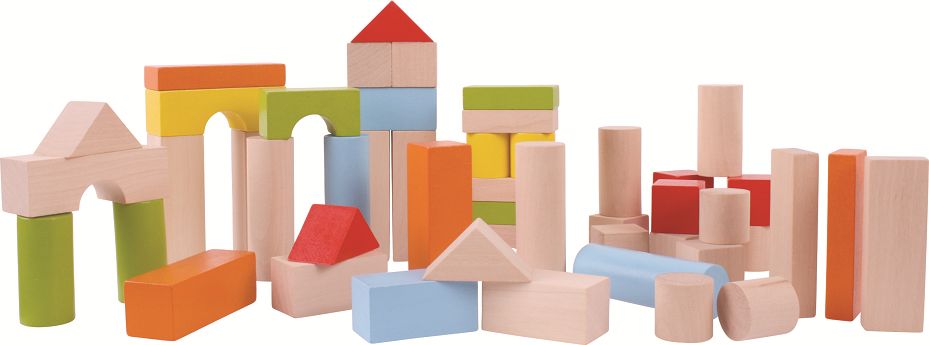 Bigjigs Toys Barevné kostky v kyblíku Bigjigs Baby 50 ks - obrázek 13