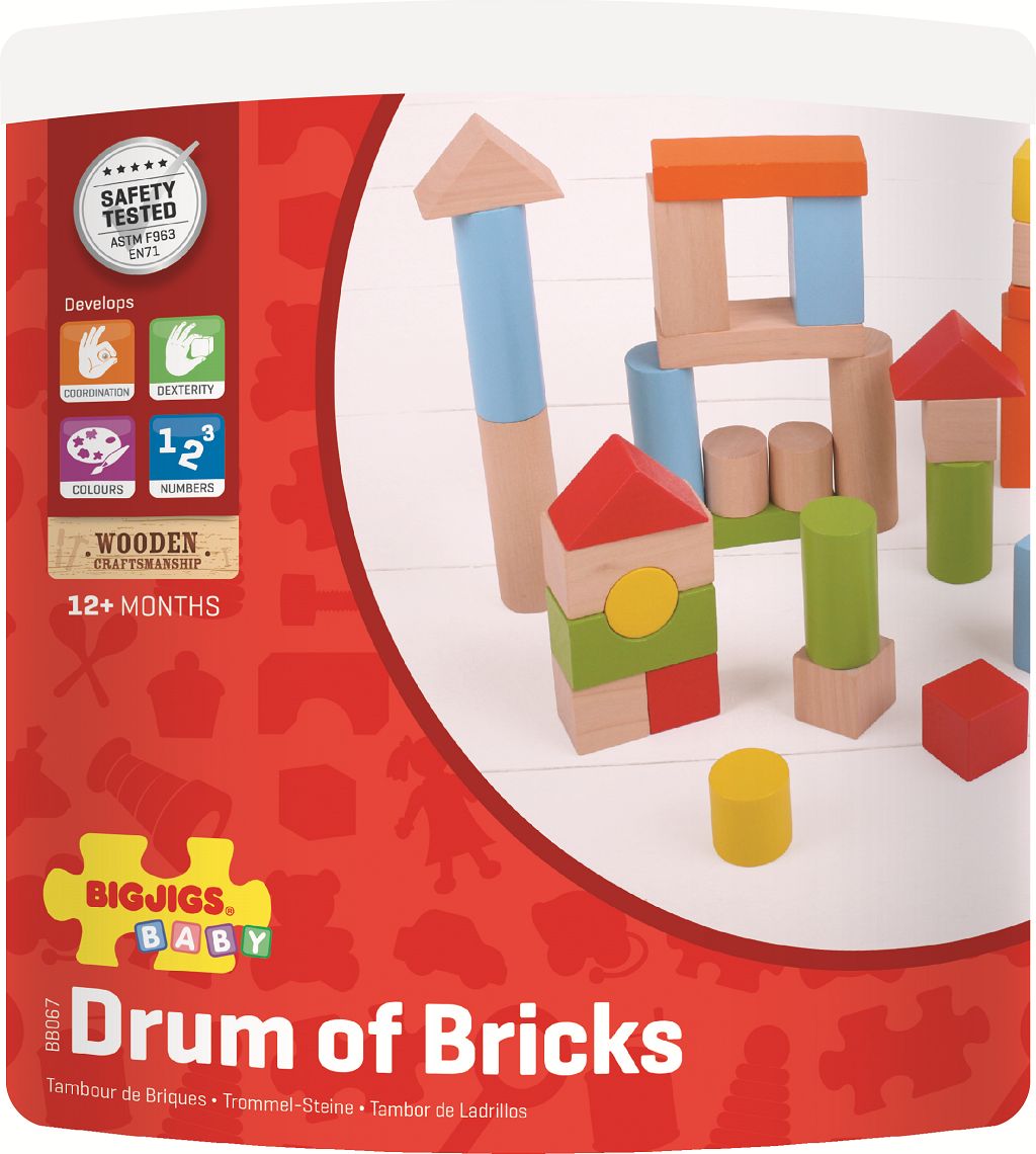 Bigjigs Toys Barevné kostky v kyblíku Bigjigs Baby 50 ks - obrázek 16