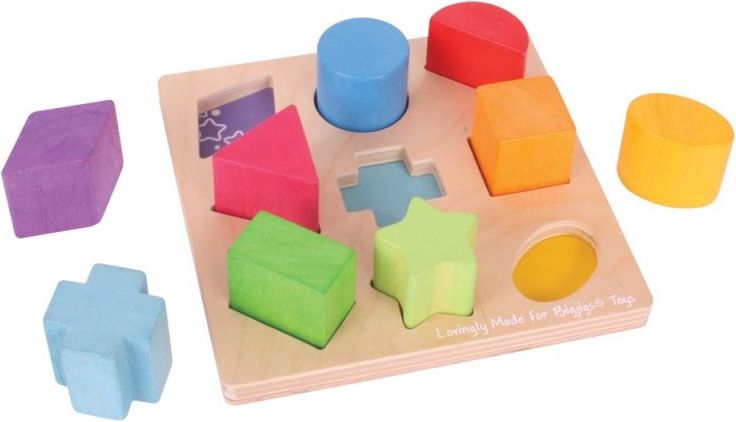 BIGJIGS TOYS Bigjigs Baby Dřevěné kostky tvary a barvy - obrázek 1