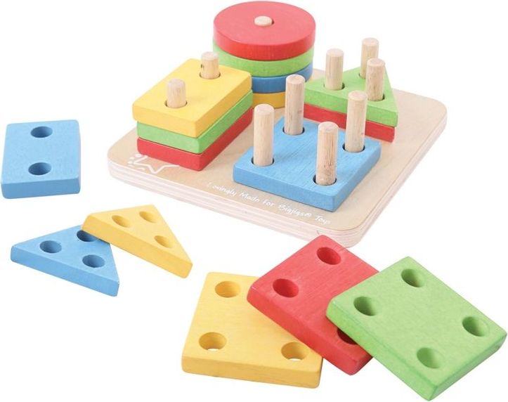 Bigjigs Baby Nasazování barevných tvarů na tyče - obrázek 1