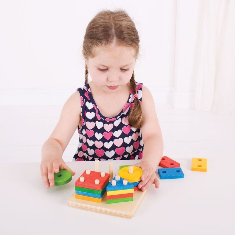 Bigjigs Baby Nasazování barevných tvarů na tyče - obrázek 3