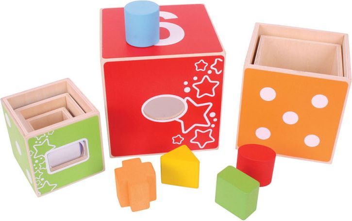 BIGJIGS TOYS Bigjigs Baby Dřevěná barevná věž s tvary - obrázek 2