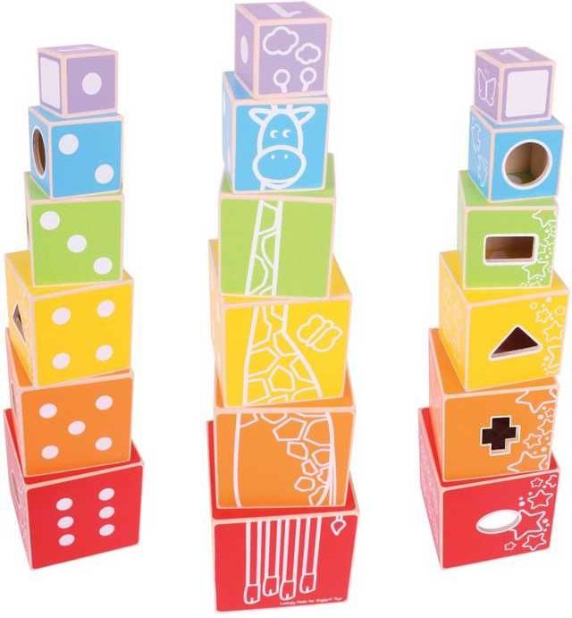 BIGJIGS TOYS Bigjigs Baby Dřevěná barevná věž s tvary - obrázek 6