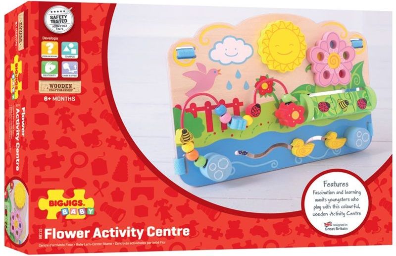 BIGJIGS TOYS Bigjigs Baby Dřevěná motorická deska květy - obrázek 4