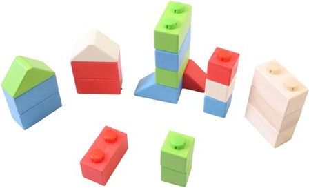 Kostky - Dřevěné spojkostky, Set 1 základní, 20ks (Bigjigs) - obrázek 3