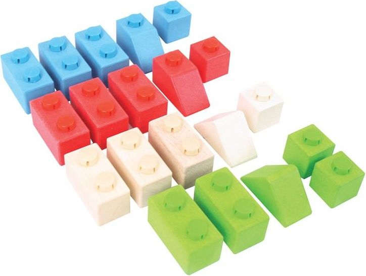Kostky - Dřevěné spojkostky, Set 1 základní, 20ks (Bigjigs) - obrázek 10