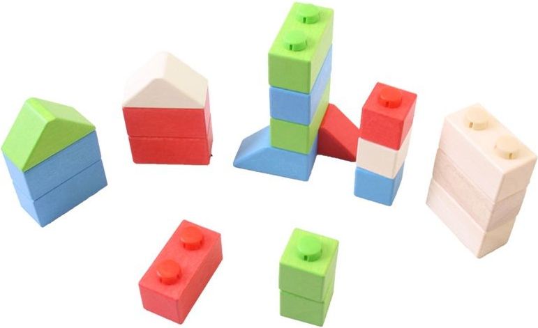 Kostky - Dřevěné spojkostky, Set 1 základní, 20ks (Bigjigs) - obrázek 11