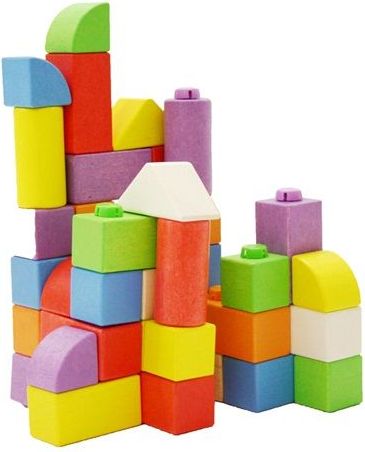 Kostky - Dřevěné spojkostky, Set střední, 40ks (Bigjigs) - obrázek 2