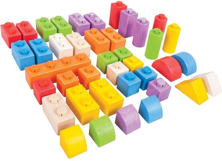 Kostky - Dřevěné spojkostky, Set střední, 40ks (Bigjigs) - obrázek 7