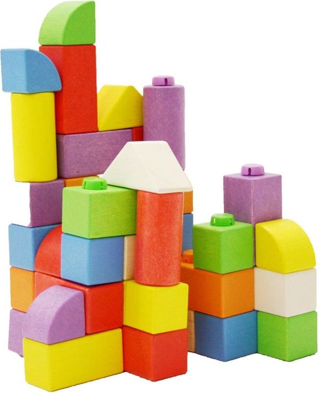 Kostky - Dřevěné spojkostky, Set střední, 40ks (Bigjigs) - obrázek 8