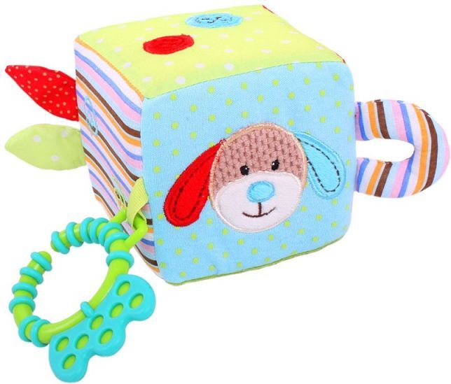 Bigjigs Baby Textilní motorická kostka pejsek Bruno - obrázek 1