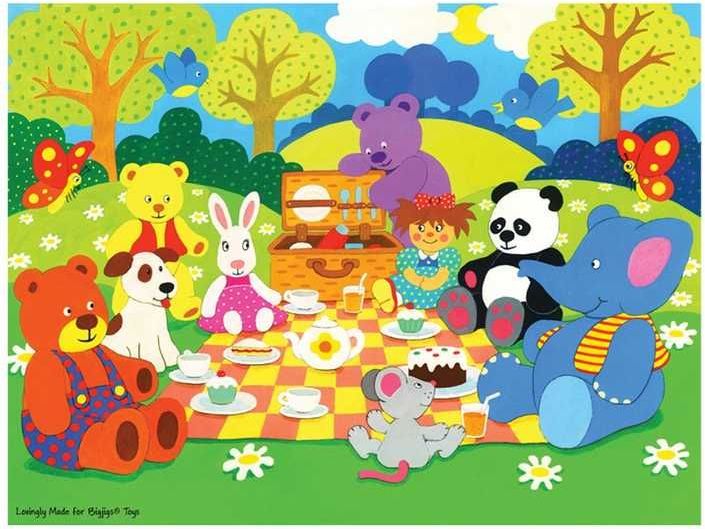 Dřevěné puzzle Bigjigs Toys Piknik zvířátek 48 dílků - obrázek 3