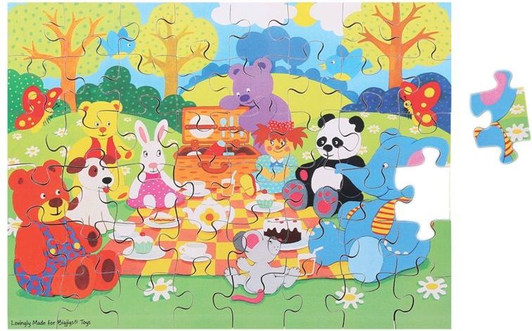 Dřevěné puzzle Bigjigs Toys Piknik zvířátek 48 dílků - obrázek 4