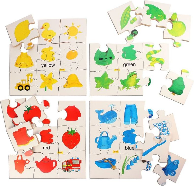 Bigjigs Toys Dřevěné didaktické puzzle základní barvy - obrázek 1