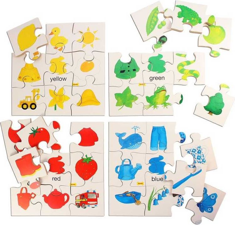 Bigjigs Toys Dřevěné didaktické puzzle základní barvy - obrázek 3