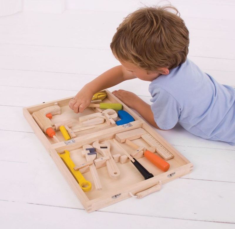 Malý kutil - Kufřík s dřevěným nářadím KIDS (Bigjigs) - obrázek 2