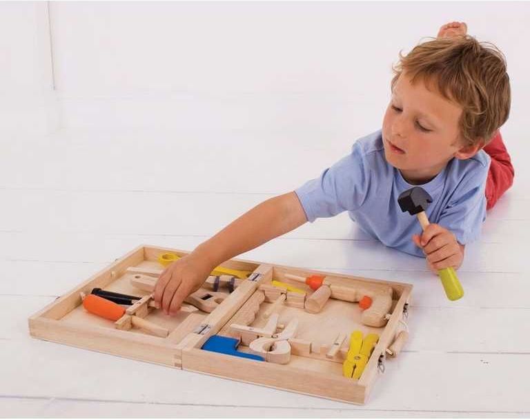 Malý kutil - Kufřík s dřevěným nářadím KIDS (Bigjigs) - obrázek 8