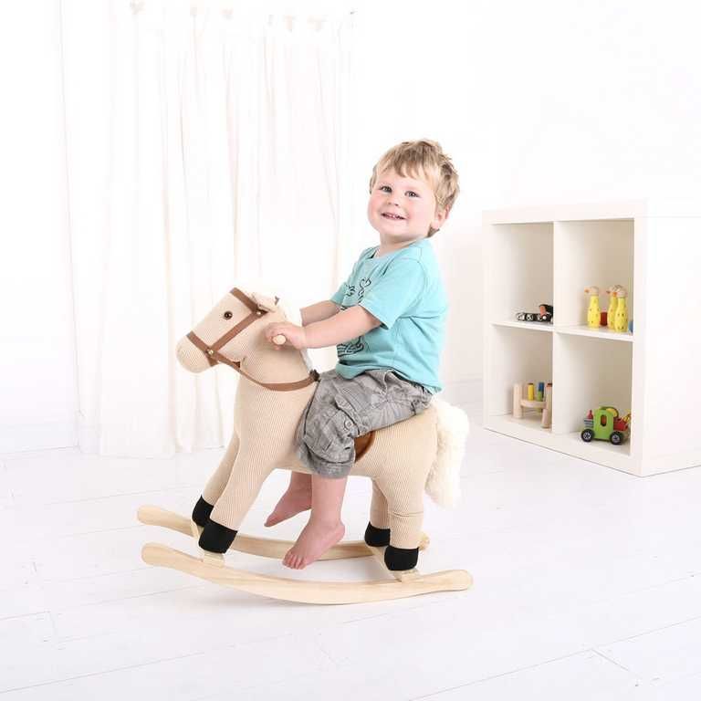 Bigjigs Toys Dřevěný houpací kůň béžový - obrázek 5