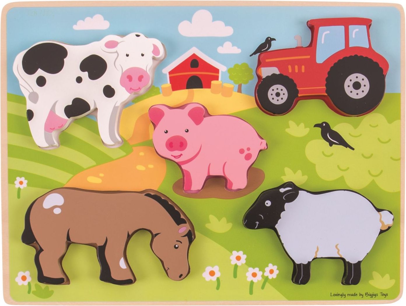 Bigjigs Toys Dřevěné vkládací puzzle Farma - obrázek 4