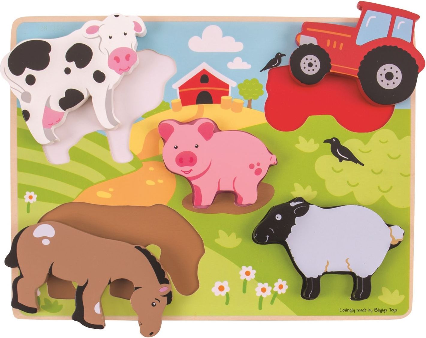 Bigjigs Toys Dřevěné vkládací puzzle Farma - obrázek 5