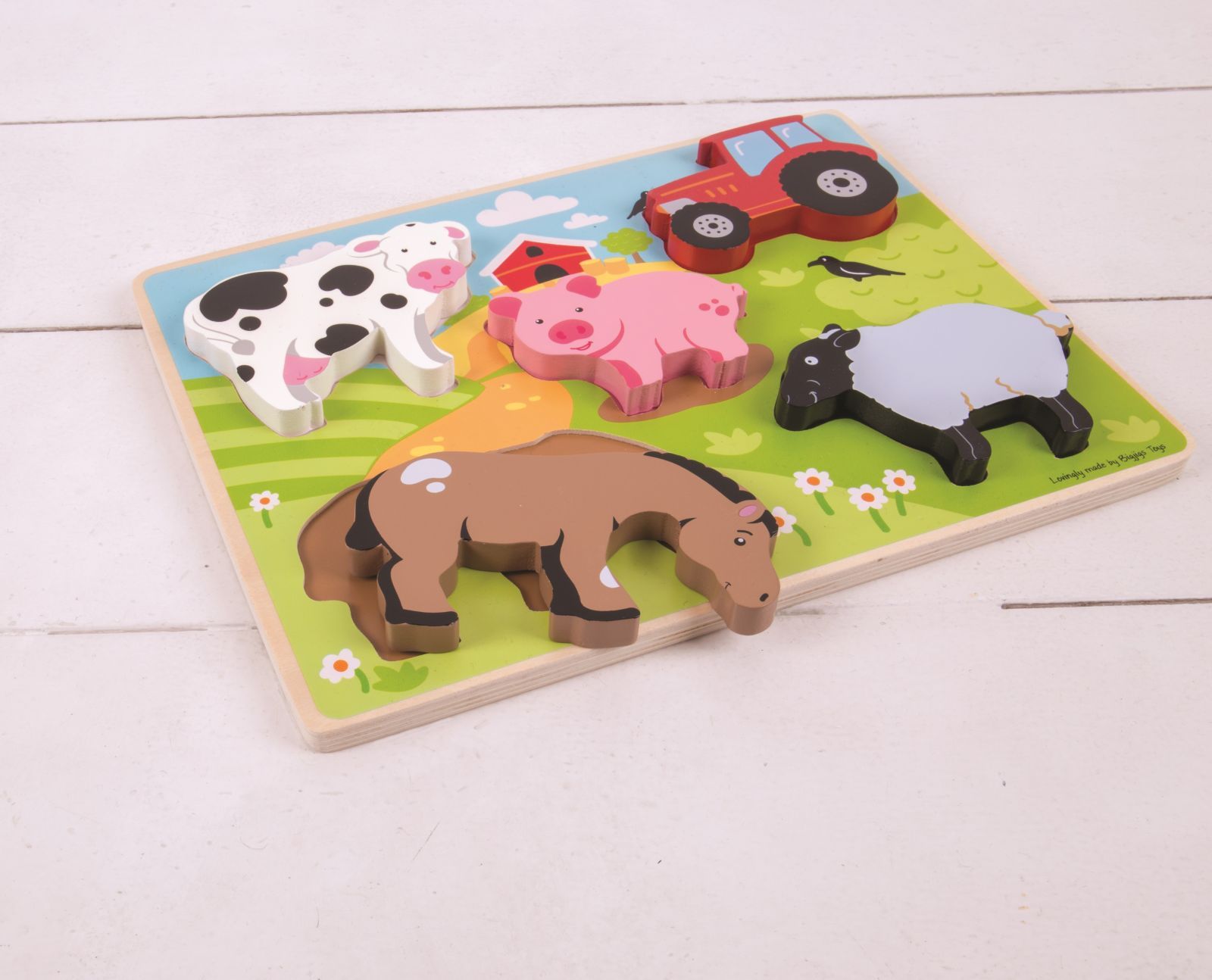 Bigjigs Toys Dřevěné vkládací puzzle Farma - obrázek 6