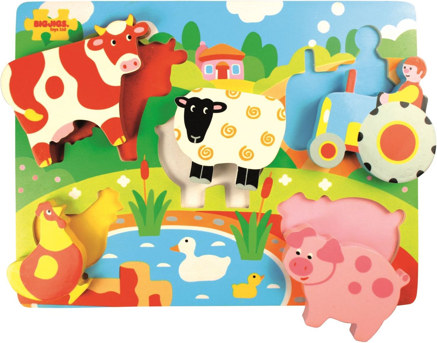 Bigjigs Toys Dřevěné vkládací puzzle Farma - obrázek 8