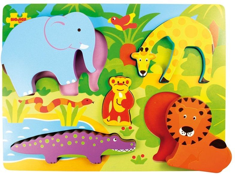 Bigjigs Toys Dřevěné vkládací puzzle Safari - obrázek 1