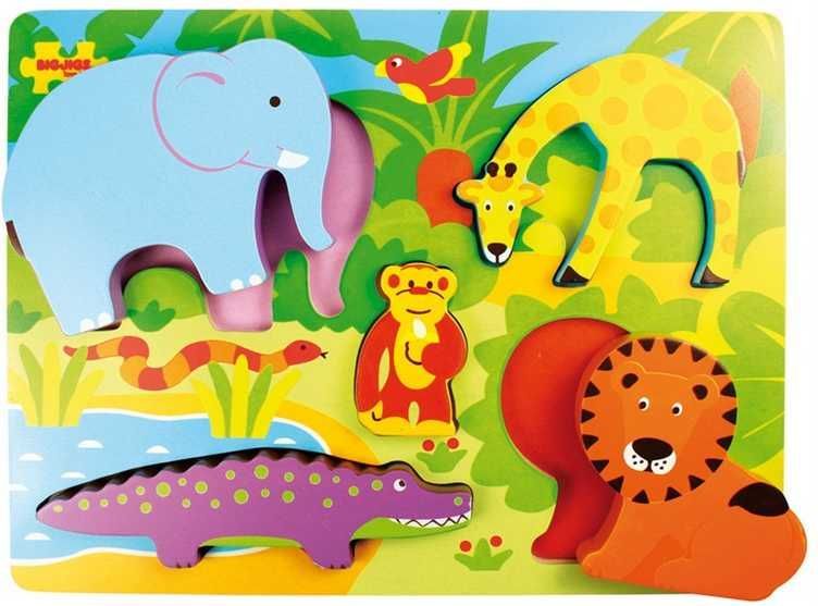 Bigjigs Toys Dřevěné vkládací puzzle Safari - obrázek 3