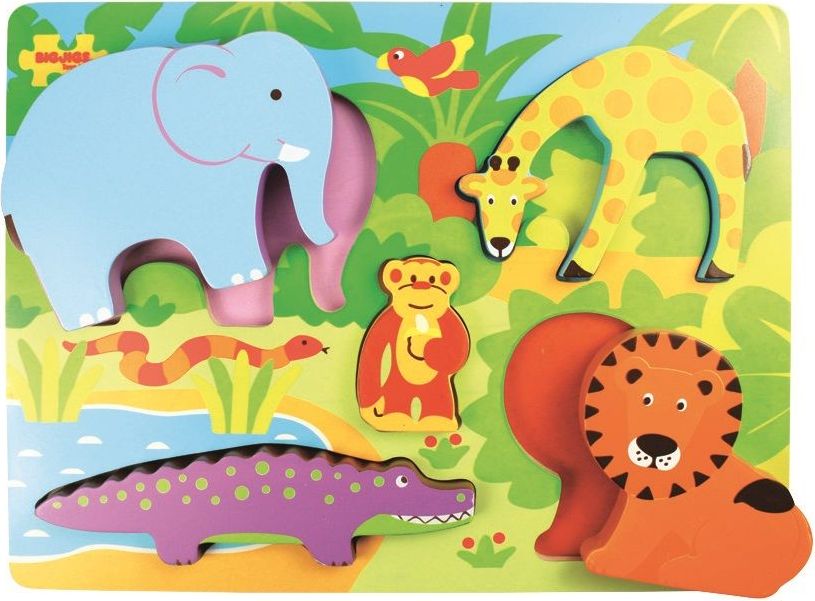 Bigjigs Toys Dřevěné vkládací puzzle Safari - obrázek 4