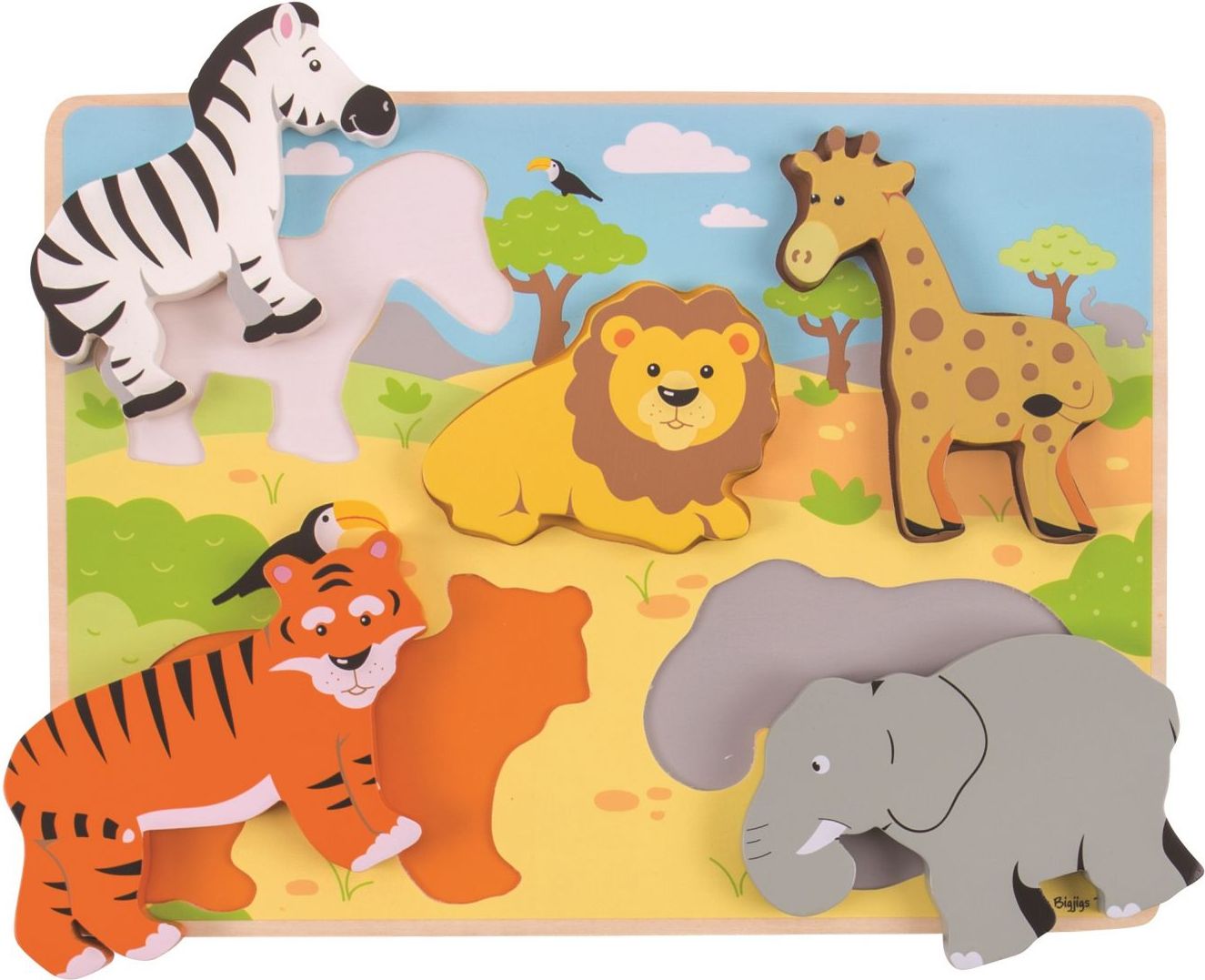 Bigjigs Toys Dřevěné vkládací puzzle Safari - obrázek 5