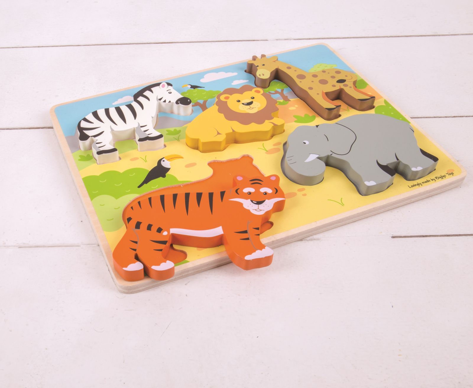 Bigjigs Toys Dřevěné vkládací puzzle Safari - obrázek 6