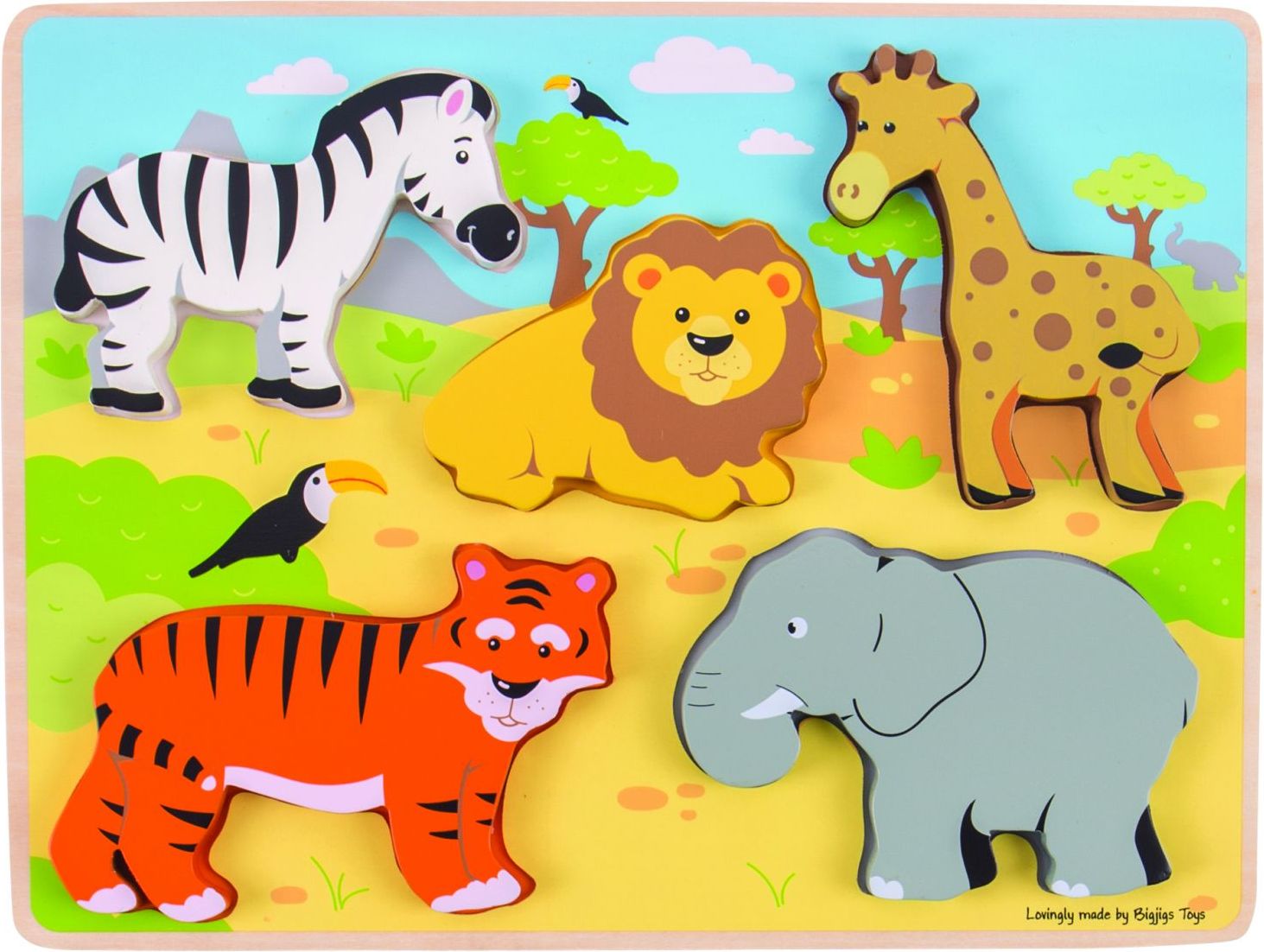 Bigjigs Toys Dřevěné vkládací puzzle Safari - obrázek 7